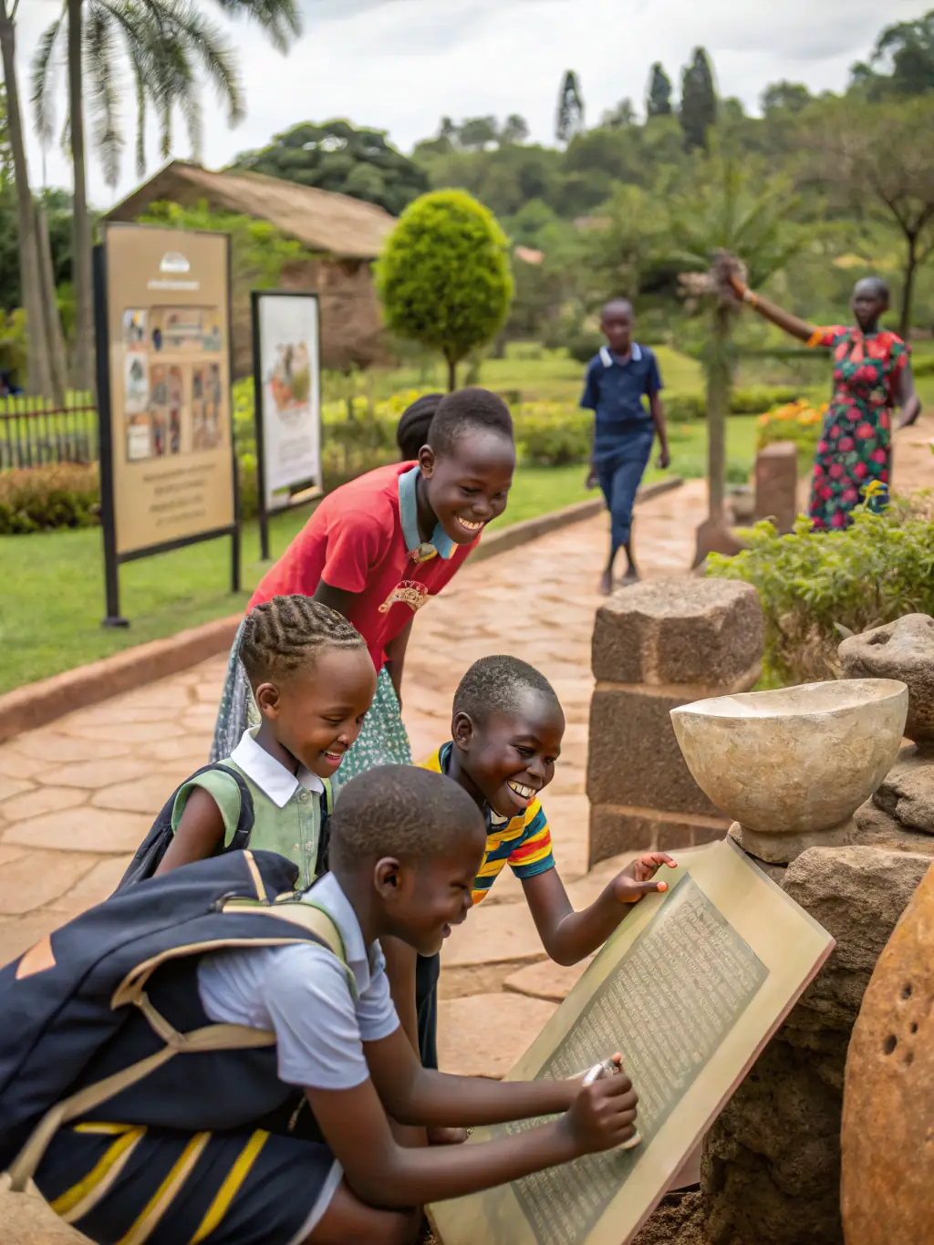 A vibrant photograph capturing children participating in an A.C.T.I.F-led historical workshop at a local heritage site, showcasing hands-on learning and engagement with history.