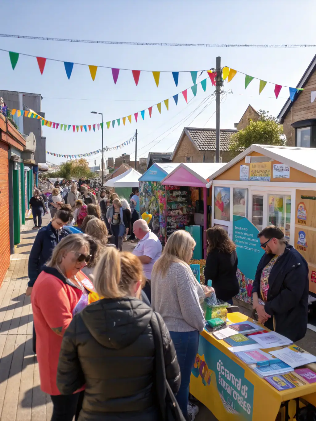 A panoramic view of a community event organized by A.C.T.I.F at a historical landmark, featuring live music, local crafts, and interactive exhibits, promoting cultural awareness and community bonding.